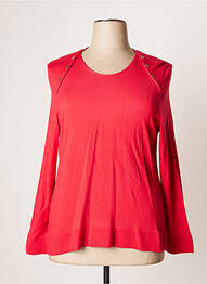 Pull finition bords-côtes manches longues rouge JUMFIL femme