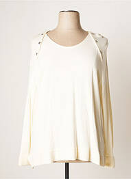 Pull finition bords-côtes manches longues beige JUMFIL femme