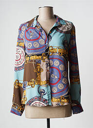 Chemisier tissage crêpe manches longues bleu JUMFIL femme
