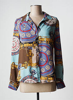 Chemisier tissage crêpe manches longues bleu JUMFIL femme