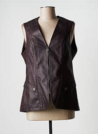Veste simili cuir poches marron JUMFIL femme
