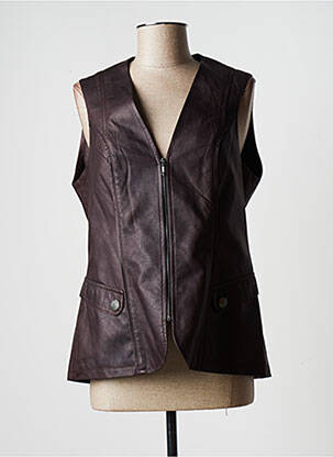 Veste simili cuir poches marron JUMFIL femme