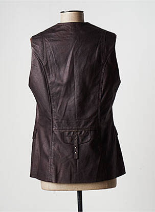 Veste simili cuir poches marron JUMFIL femme