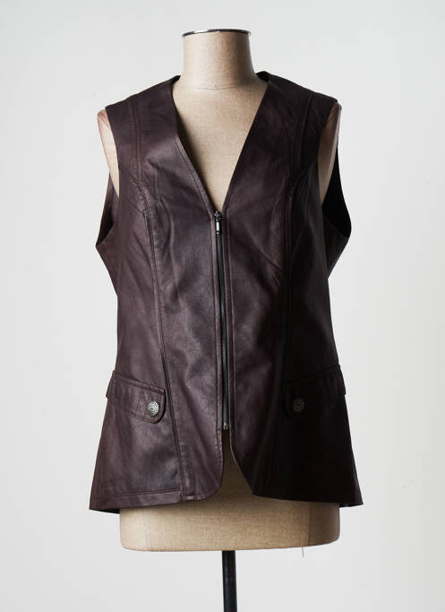 Veste simili cuir poches marron JUMFIL femme
