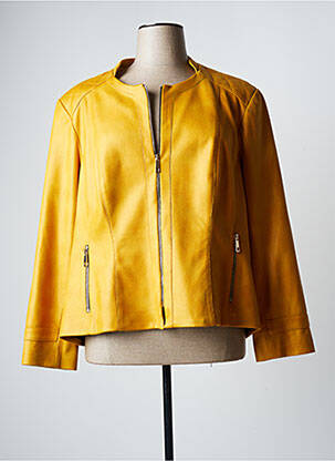 Veste simili cuir epaulette jaune JUMFIL femme