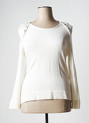 Pull finition bords-côtes manches longues beige JUMFIL femme