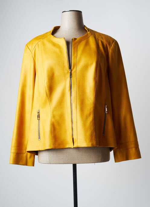 Veste simili cuir epaulette jaune JUMFIL femme