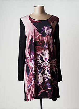 Robe mi-longue coupe fluide manches longues noir 3322 femme