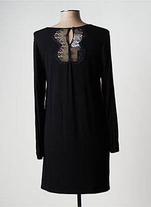 Robe mi-longue coupe fluide manches longues noir 3322 femme