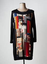 Robe mi-longue imprimé fleurs manches longues noir JUMFIL femme