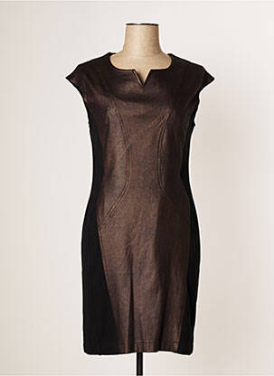 Robe courte fermeture zippée au dos manches courtes marron JUMFIL femme