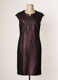 Robe mi-longue fermeture zippée au dos manches courtes violet JUMFIL femme