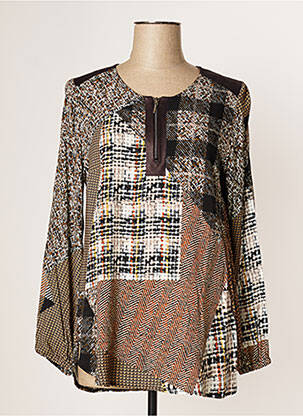 Blouse tissage popeline manches longues marron JUMFIL femme