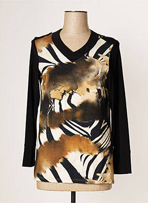 T-shirt col v manches 3/4 noir JUMFIL femme