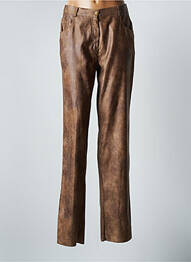 Pantalon droit fermeture zippée sous rabat boutonné taille normale marron JUMFIL femme