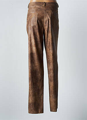Pantalon droit fermeture zippée sous rabat boutonné taille normale marron JUMFIL femme