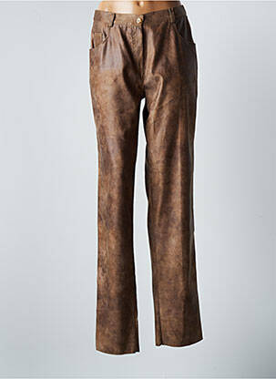 Pantalon droit fermeture zippée sous rabat boutonné taille normale marron JUMFIL femme