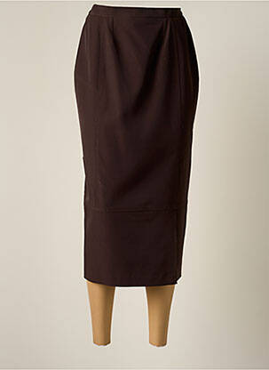 Jupe longue fermeture zippée au dos marron JUMFIL femme