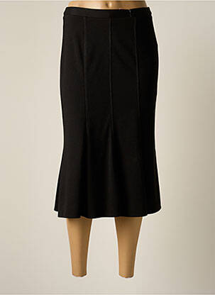 Jupe mi-longue coupe droite évasée sur le bas noir JUMFIL femme
