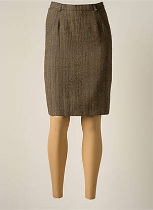 Jupe mi-longue taille à pinces marron JUMFIL femme