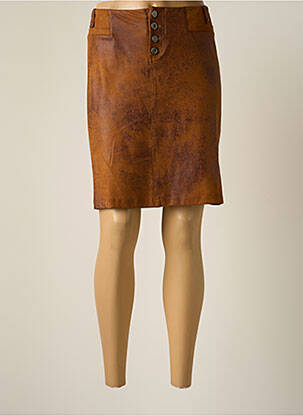 Jupe mi-longue stretch marron FUEGO WOMAN femme