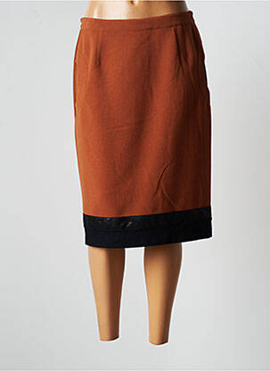 Jupe mi-longue taille à pinces marron JUMFIL femme