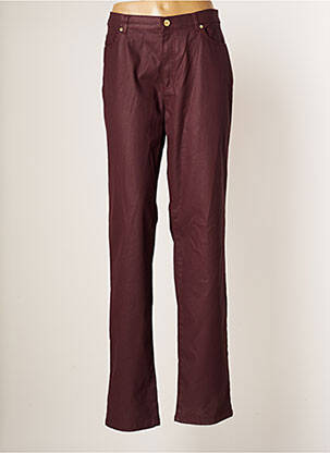 Pantalon droit fermeture zippée sous rabat boutonné taille normale rouge DENIM femme