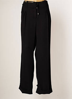 Pantalon flare fermeture zippée sous rabat avec crochet taille normale noir EVA KAYAN femme