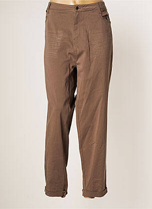 Pantalon droit fermeture zippée sous rabat boutonné taille normale marron FRED SABATIER femme