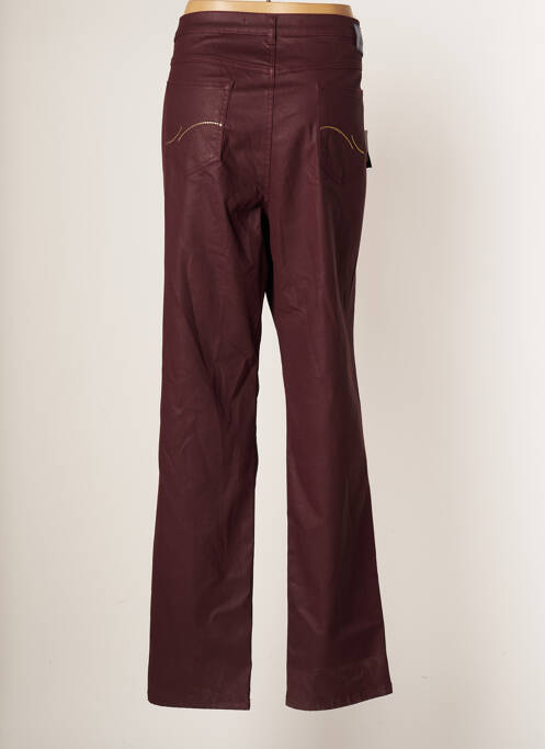 Pantalon droit fermeture zippée sous rabat boutonné taille normale rouge DENIM femme