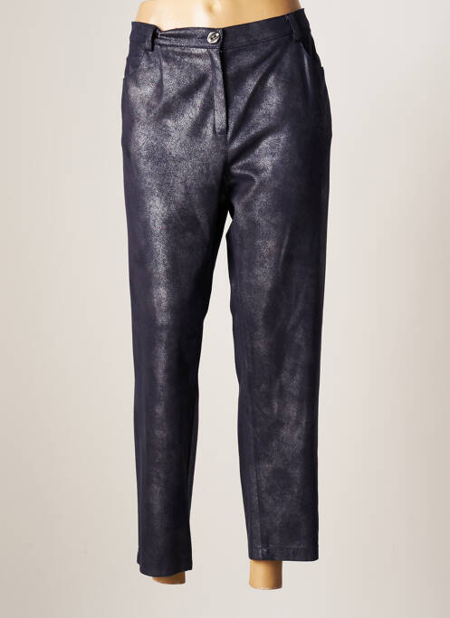 Pantalon droit fermeture zippée sous rabat boutonné taille normale bleu JUMFIL femme