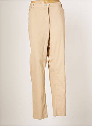 Pantalon droit fermeture zippée sous rabat boutonné taille normale beige BX femme