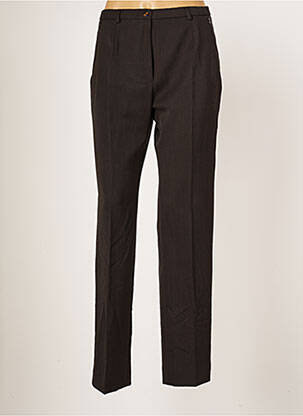Pantalon droit fermeture zippée sous rabat avec crochet taille normale marron JUMFIL femme