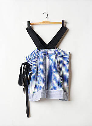 Top col v sans manche bleu LAAGAM femme