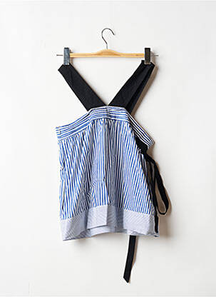 Top col v sans manche bleu LAAGAM femme