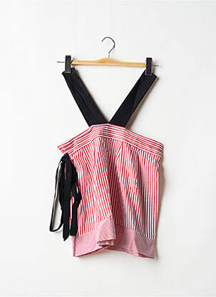 Top col v sans manche rouge LAAGAM femme