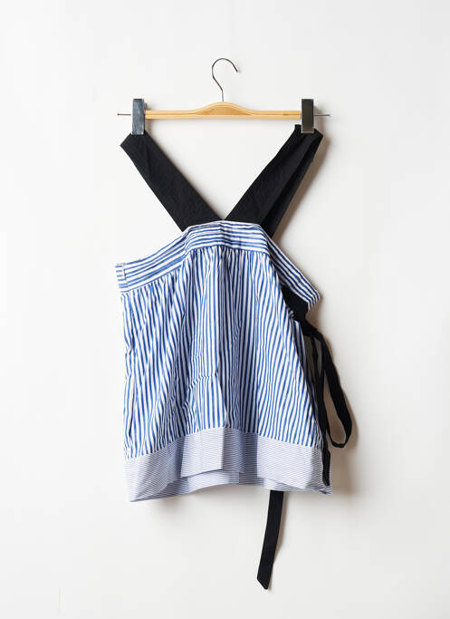 Top col v sans manche bleu LAAGAM femme