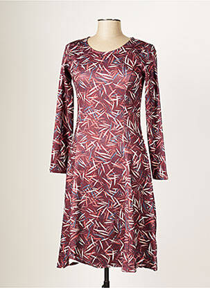 Robe mi-longue imprimé fantaisie manches longues marron DAMART femme