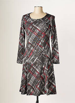 Robe mi-longue imprimé fantaisie manches longues gris DAMART femme