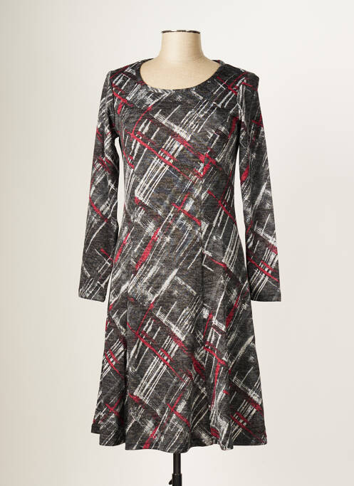 Robe mi-longue imprimé fantaisie manches longues gris DAMART femme