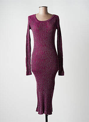 Robe mi-longue manches longues manches longues violet GUESS femme