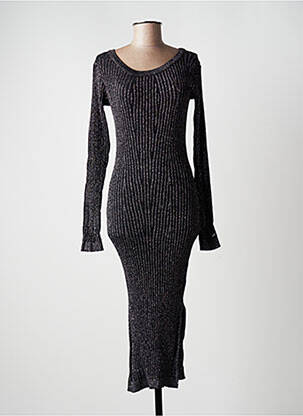 Robe mi-longue manches longues manches longues noir GUESS femme