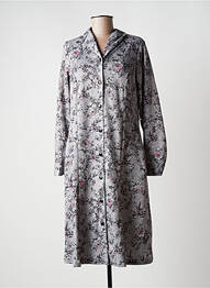 Robe mi-longue imprimé fleurs manches longues gris DAMART femme