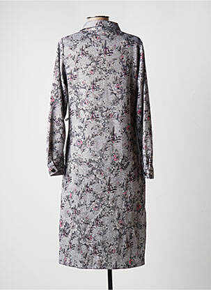 Robe mi-longue imprimé fleurs manches longues gris DAMART femme