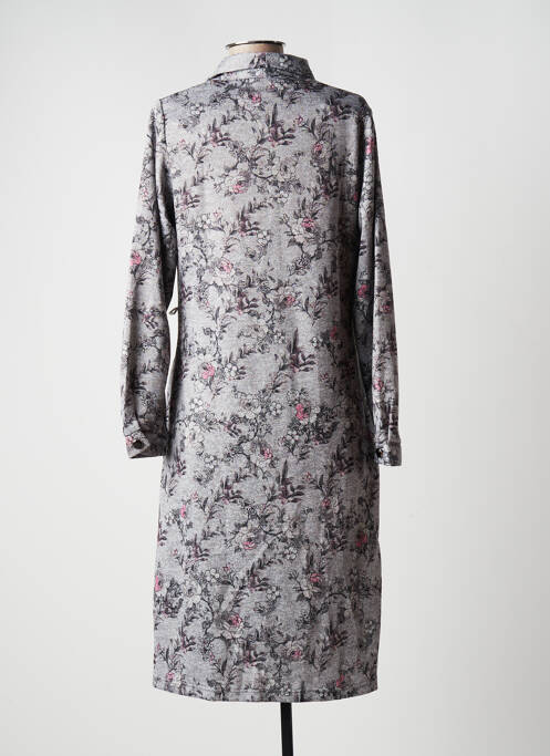 Robe mi-longue imprimé fleurs manches longues gris DAMART femme