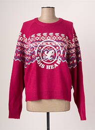 Pull finition bords-côtes manches longues rose LOIS femme