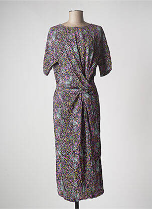 Robe mi-longue imprimé fantaisie manches courtes rose CKS femme