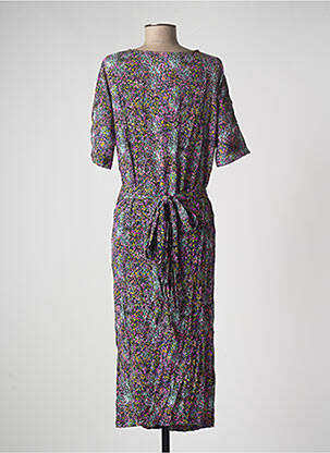Robe mi-longue imprimé fantaisie manches courtes rose CKS femme