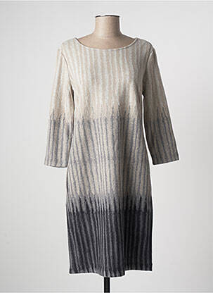 Robe mi-longue manches 3/4 manches 3/4 beige BLANC BOHEME femme