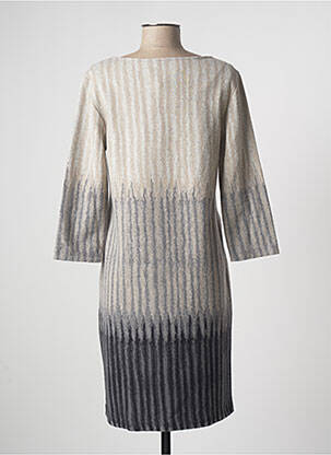 Robe mi-longue manches 3/4 manches 3/4 beige BLANC BOHEME femme